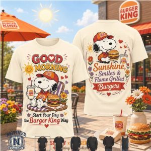 Snoopy Burger King Morning Vibes Smiles Flame Grilled Burgers T Shirt
