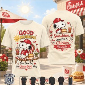 Snoopy Chick fil A Sunshine Smiles Biscuit Morning T Shirt