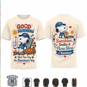 Snoopy Dominos Morning Vibes Sunshine Smiles Pizza Slices Graphic T Shirt