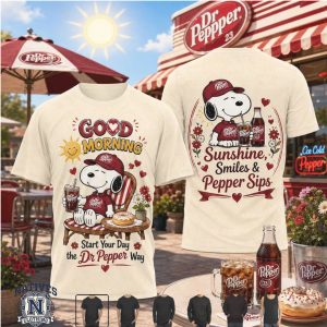 Snoopy Dr Pepper Sunshine Smiles Morning Vibes Graphic T Shirt
