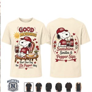 Snoopy Dr Pepper Sunshine Smiles Morning Vibes Graphic T Shirt