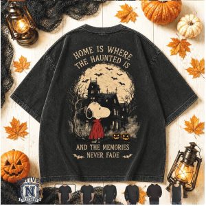Snoopy Halloween Haunted House Pumpkin Moon Spooky Season Graphic T Shirt
