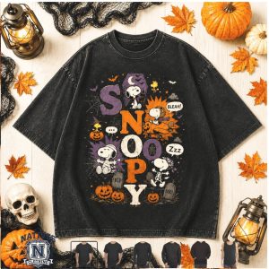 Snoopy Halloween Haunted House Pumpkin Moon Spooky Season Graphic T Shirt
