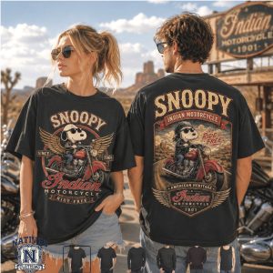 Snoopy Indian Motorcycle American Heritage Vintage Style T Shirt