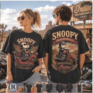 Snoopy Indian Motorcycle American Heritage Vintage Style T Shirt
