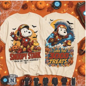 Snoopy Iron Man I Love You 3000 Treats Halloween Graphic T Shirt