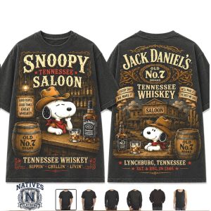 Snoopy Jack Daniels Saloon Tennessee Whiskey Graphic T Shirt