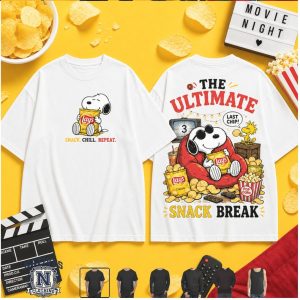 Snoopy Lay Potato Chips Snack Break Movie Night Funny T Shirt