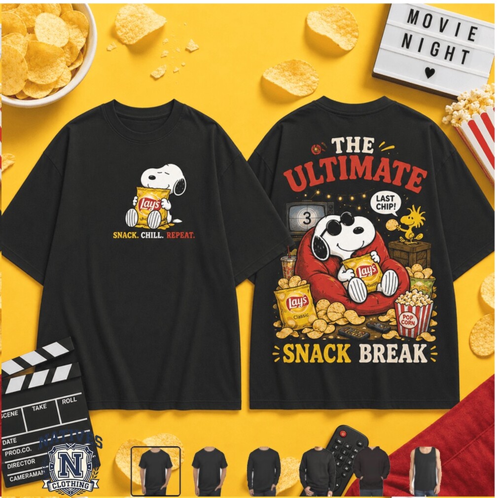 Snoopy Lay Potato Chips Snack Break Movie Night Funny T Shirt Snoopy Lay Potato Chips Snack Break Movie Night Funny T Shirt
