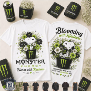 Snoopy Monster Energy Drink Green Floral T Shirt