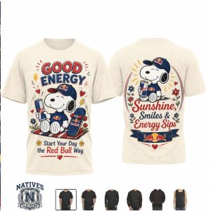 Snoopy Red Bull Good Energy Sunshine Smiles T Shirt