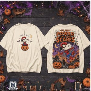 Snoopy Spider Man With Great Power Comes Great Scares Halloween T Shirt