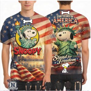 Snoopy Statue of Liberty 250 Years of America July 4th T Shirt