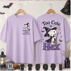 Snoopy Too Cute To Hex Witch Halloween Purple T Shirt