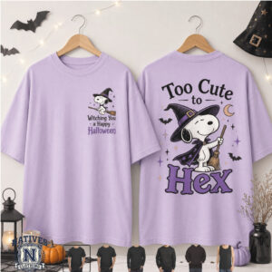 Snoopy Too Cute To Hex Witch Halloween Purple T Shirt