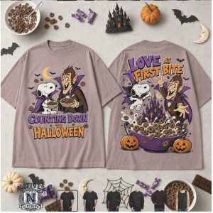 Snoopy Vampire Count Chocula Love At First Bite Halloween T Shirt
