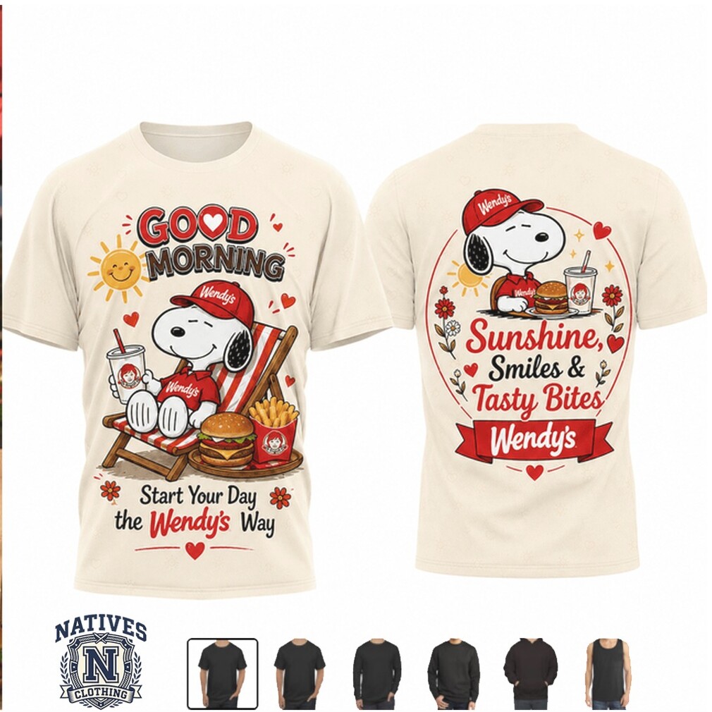 Snoopy Wendy’s Sunshine Smiles Tasty Bites Morning T Shirt Snoopy Wendy’s Sunshine Smiles Tasty Bites Morning T Shirt