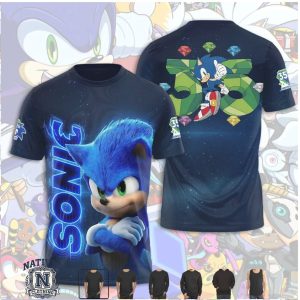 Sonic The Hedgehog 35th Anniversary Movie Style T Shirt