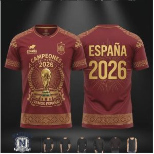 Spain 2026 World Cup Champions Gold Trophy Tribute T Shirt