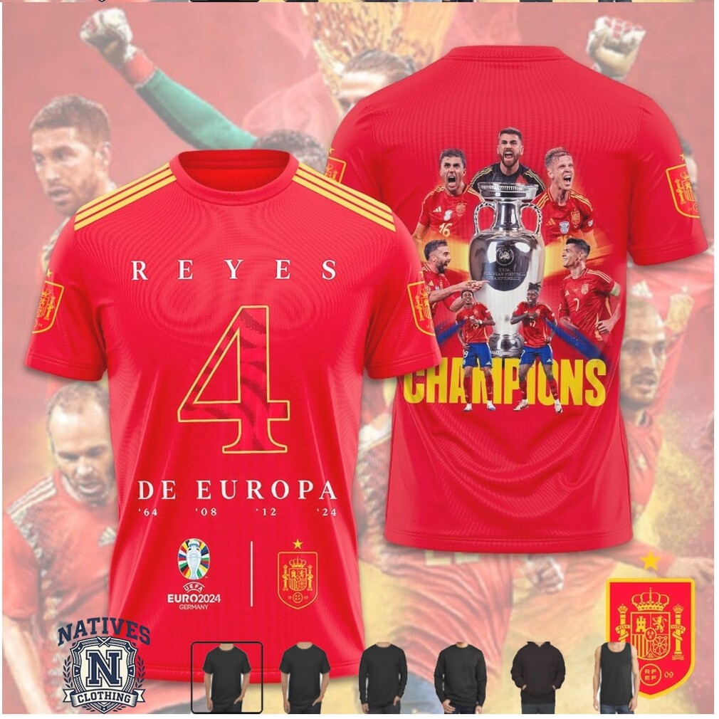 Spain National Football Team Reyes De Europa T Shirt Spain National Football Team Reyes De Europa T Shirt