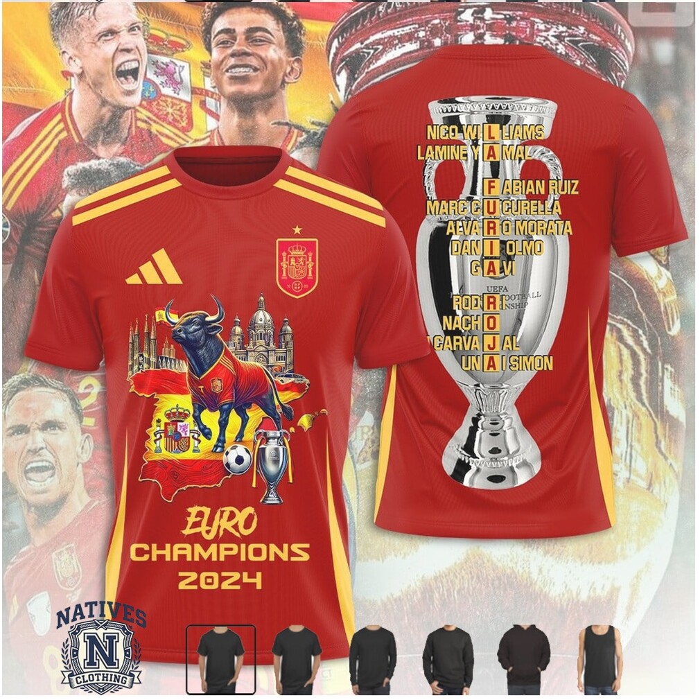 Spain National Team Euro Champions Bull T Shirt Spain National Team Euro Champions Bull T Shirt