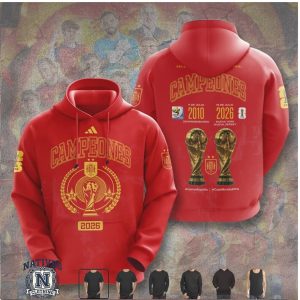 Spain Soccer 2010 And 2026 World Cup Champions Red T Shirt