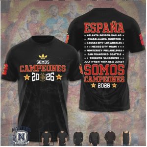 Spain Soccer 2026 Champions City List World Tour T Shirt