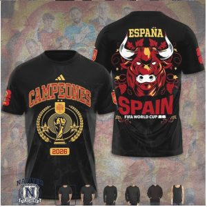 Spain Soccer Bull Mascot World Cup 2026 Champions T Shirt