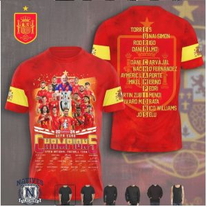 Spain Soccer Team Champions Roster Signatures T Shirt