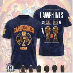 Spain Soccer World Cup 2010 And 2026 Champions Trophy T Shirt