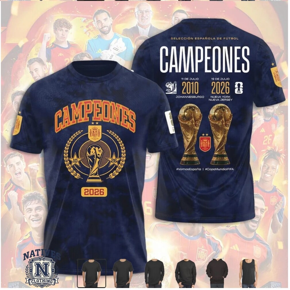 Spain Soccer World Cup 2010 And 2026 Champions Trophy T Shirt Spain Soccer World Cup 2010 And 2026 Champions Trophy T Shirt