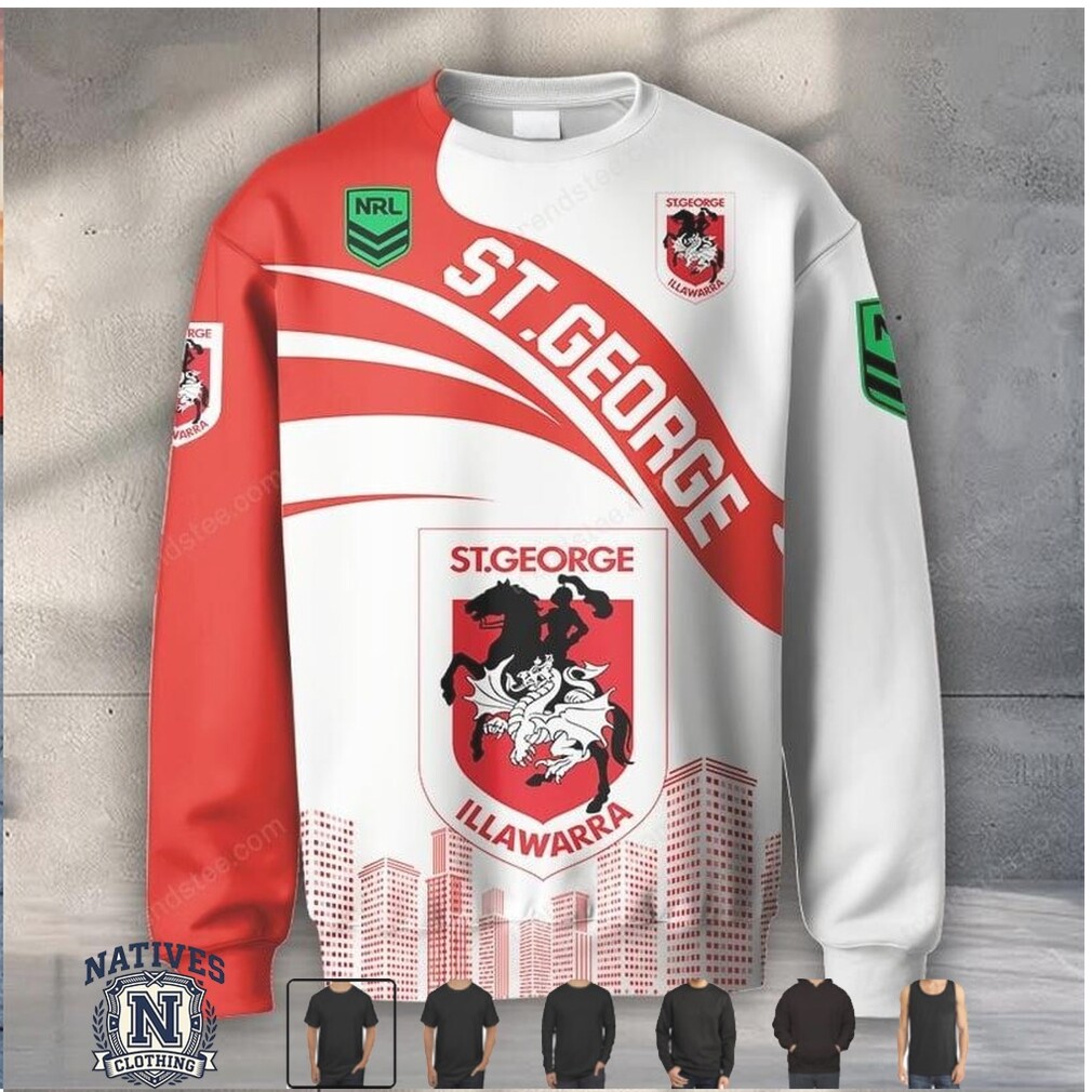 St George Illawarra Dragons NRL Skyline Hoodie Shirt St George Illawarra Dragons NRL Skyline Hoodie Shirt