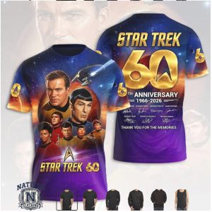 Star Trek 60th Anniversary Gold Logo Space Graphic T Shirt