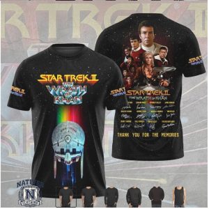 Star Trek II Wrath Of Khan Movie Cast Retro Tour T Shirt