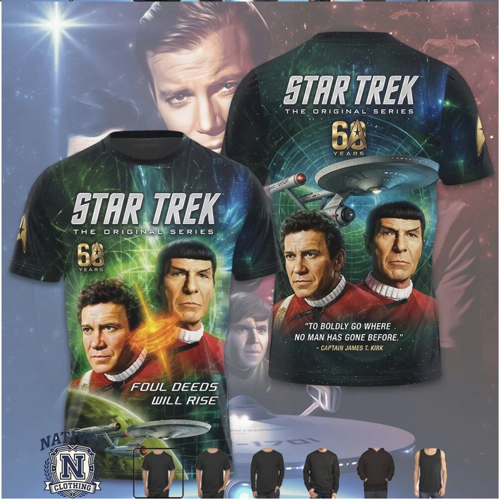 Star Trek Original Series 60 Years Captain Kirk Spock T Shirt Star Trek Original Series 60 Years Captain Kirk Spock T Shirt