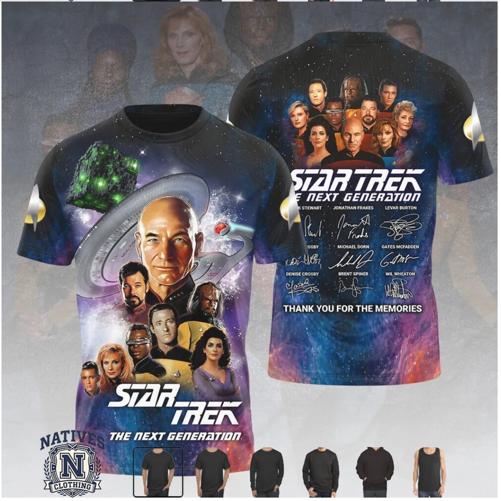 Star Trek The Next Generation Cast Signatures Memorial T Shirt Star Trek The Next Generation Cast Signatures Memorial T Shirt