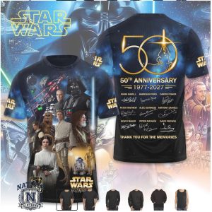 Star Wars 50th Anniversary 1977 2027 Cast Signature T Shirt