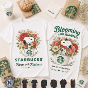 Starbucks Snoopy Bloom With Kindness Coffee Graphic T Shirt