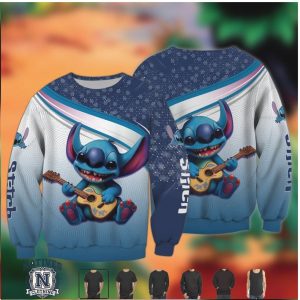 Stitch Playing Ukulele Starry Night Cartoon Fan T Shirt