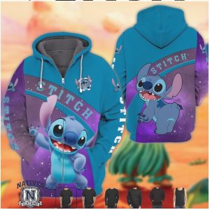 Stitch Space Galaxy Striped Alien Graphic Apparel T Shirt