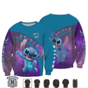 Stitch Space Galaxy Striped Alien Graphic Apparel T Shirt