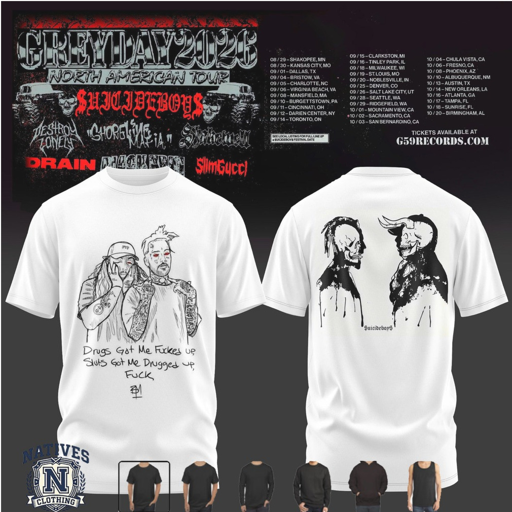 Suicideboys Tour Graphic Band Merch White T Shirt Suicideboys Tour Graphic Band Merch White T Shirt