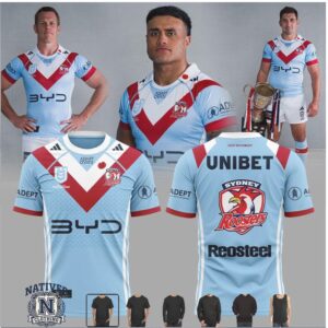 Sydney Roosters NRL Light Blue Jersey Football T Shirt