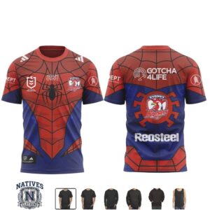 Sydney Roosters Spider Man Marvel Superhero Collaboration Jersey T Shirt