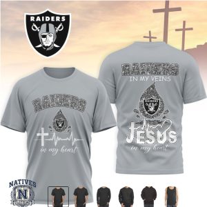 Las Vegas Raiders Faith Cross Heartbeat Jesus In My Heart T Shirt