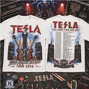 Tesla Still Keepin It Real 2026 Rock Band Tour Concert Graphic T Shirt