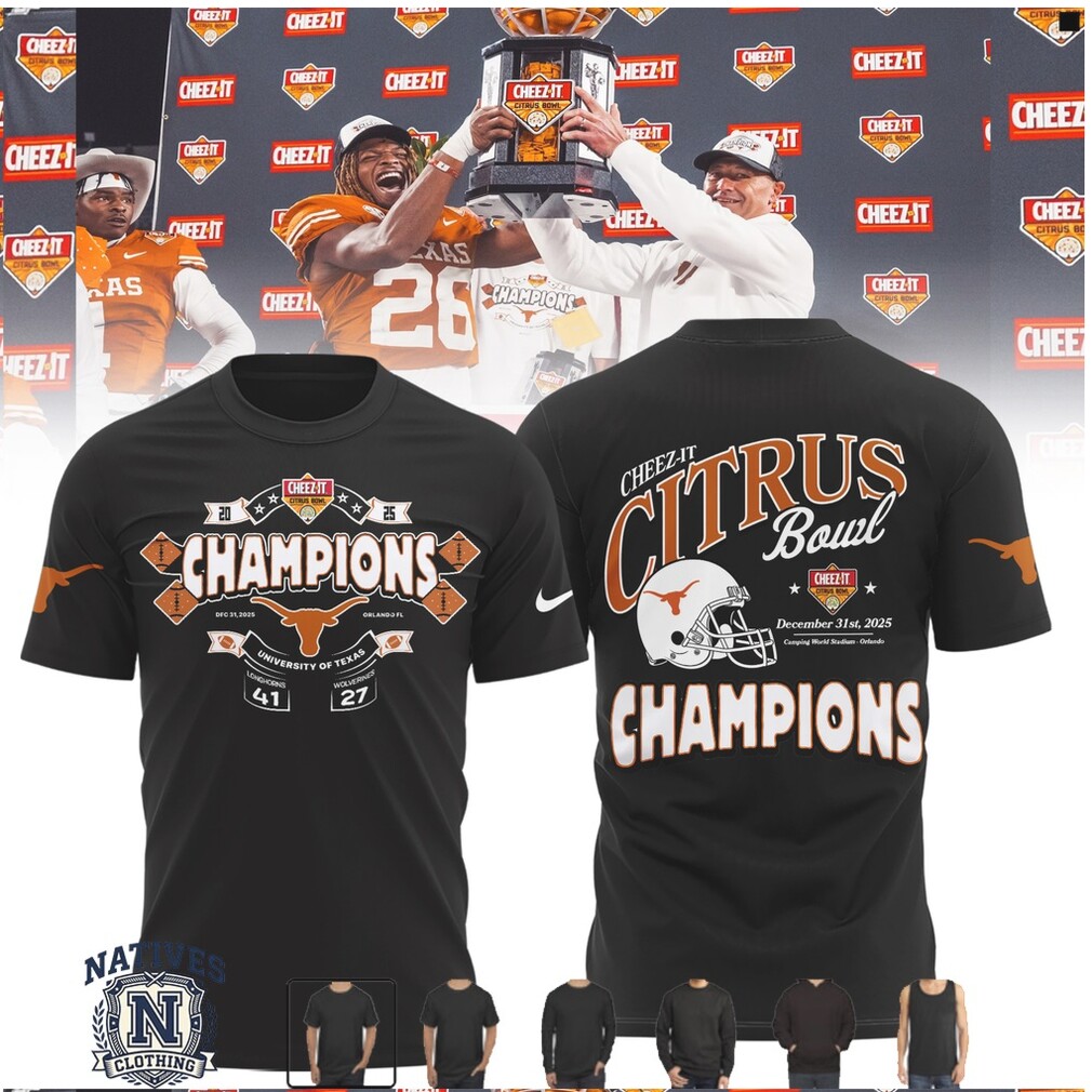 Texas Longhorns Citrus Bowl Champions Football Black T Shirt Texas Longhorns Citrus Bowl Champions Football Black T Shirt