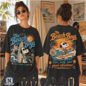 The Beach Boys Snoopy Surf Good Vibrations Retro Band T Shirt