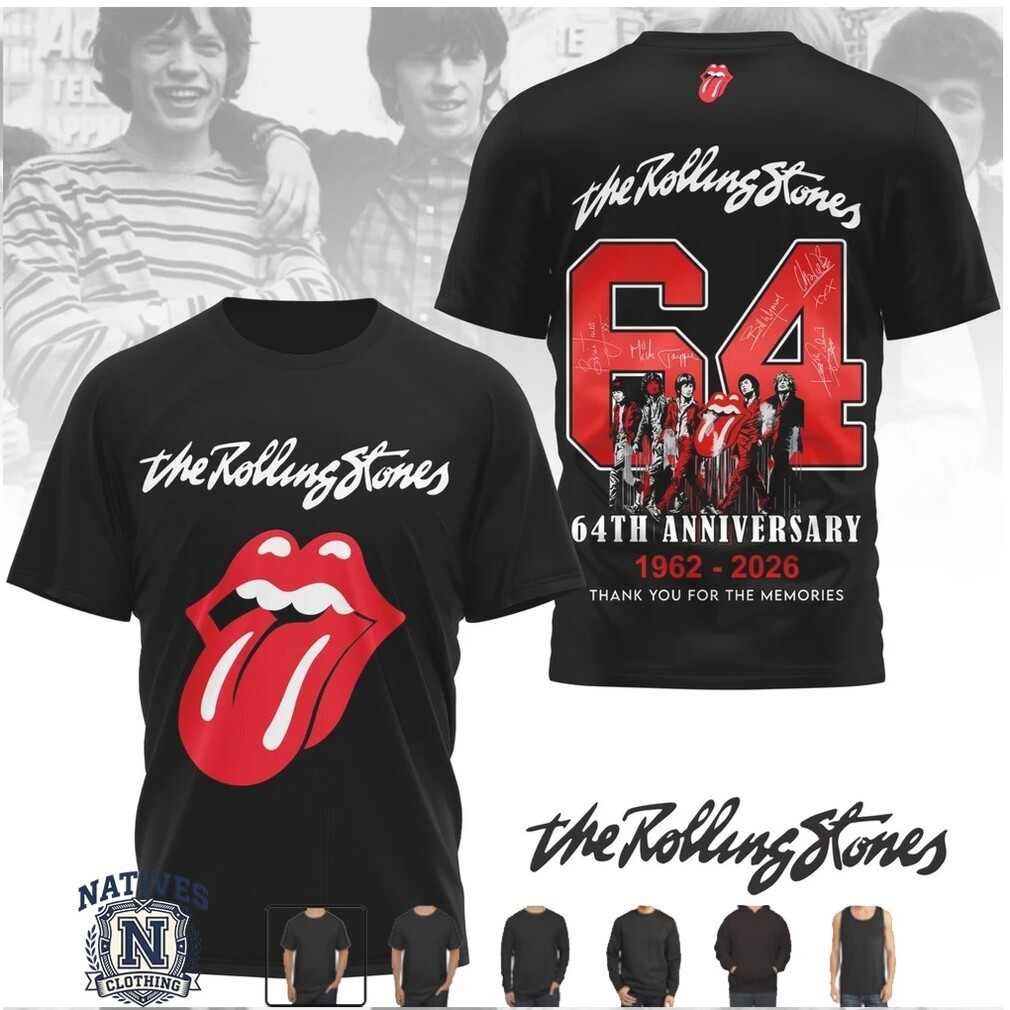 The Rolling Stones 64th Anniversary 1962 2026 Signatures T Shirt The Rolling Stones 64th Anniversary 1962 2026 Signatures T Shirt