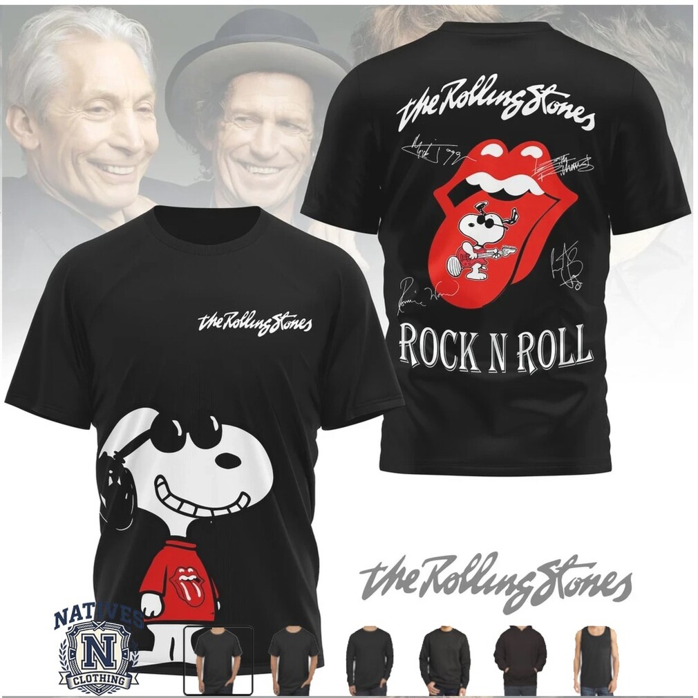 The Rolling Stones Snoopy Rock N Roll Tongue Signatures T Shirt The Rolling Stones Snoopy Rock N Roll Tongue Signatures T Shirt
